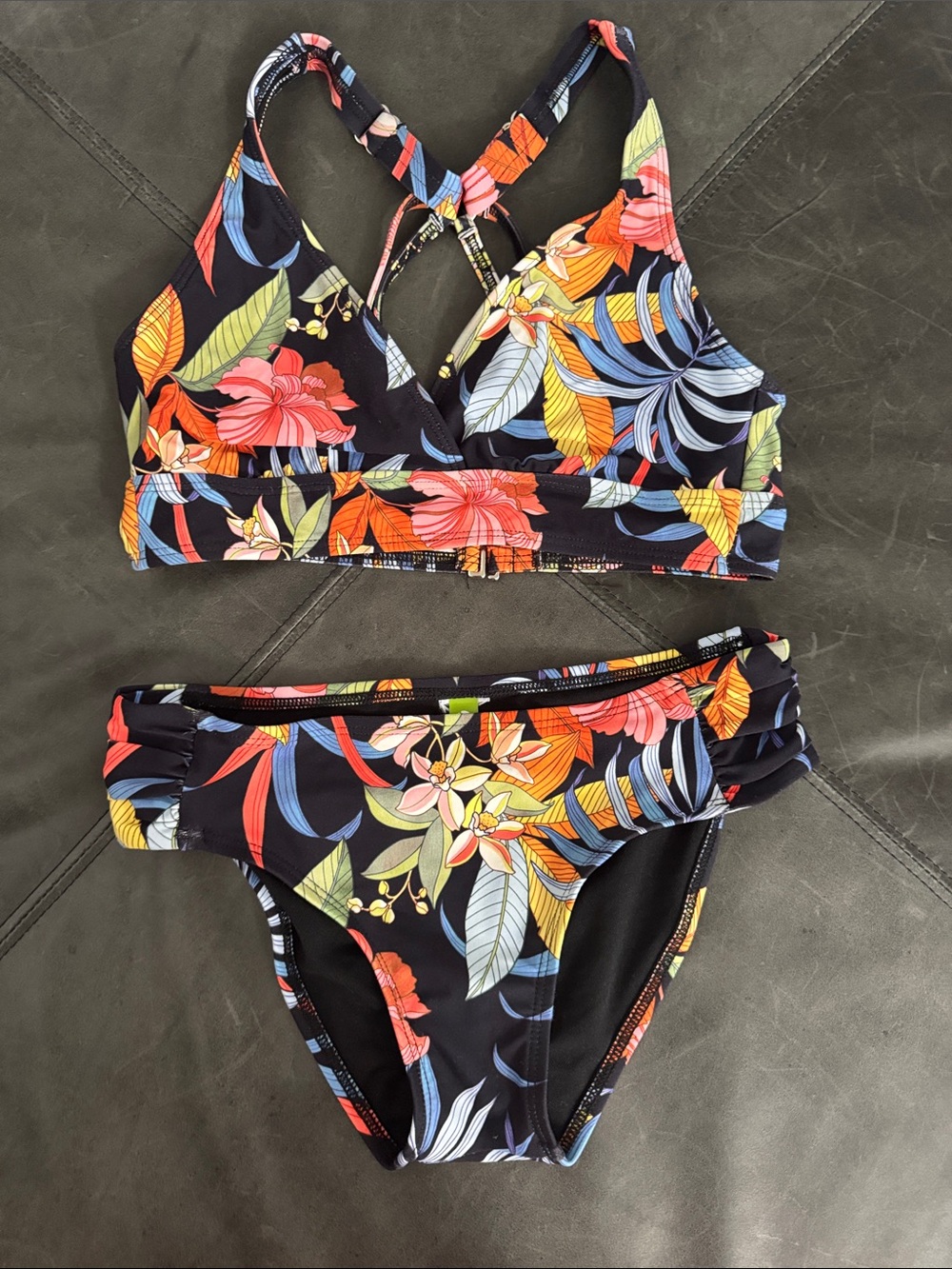 Next Level Apparel Black Floral Tropical Bikini Set